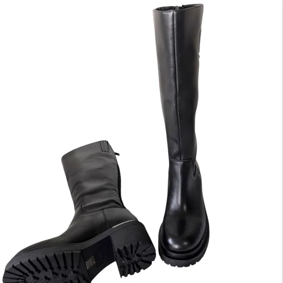 New DKNY Paloma Logo Knee High Platform Boot in Black... Size 7 - Picture 5 of 12